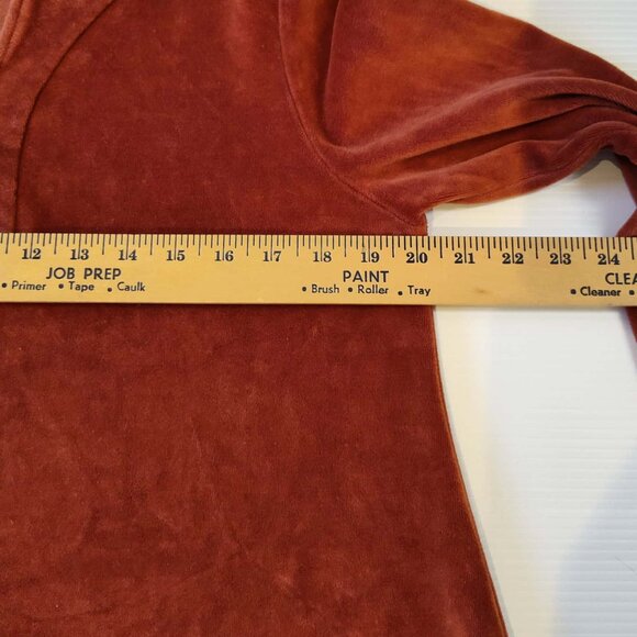 Susan Graver Rust long sleeved, split V-neck velour tunic size M - Picture 6 of 8